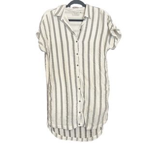 Oxford Striped Tshirt Dress with lining and POCKETS